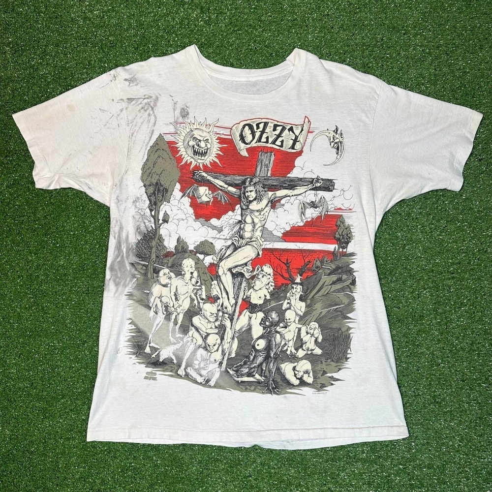 Vintage 1991 Ozzy Osbourne Crucifixion T Shirt Glow in Dark Single Stitch Large